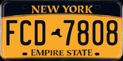NY license plate FCD7808
