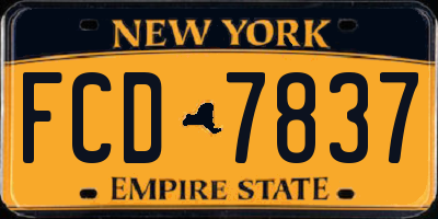NY license plate FCD7837