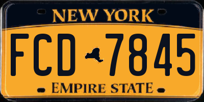 NY license plate FCD7845