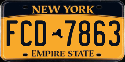 NY license plate FCD7863