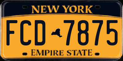 NY license plate FCD7875