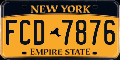 NY license plate FCD7876