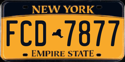 NY license plate FCD7877