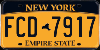 NY license plate FCD7917