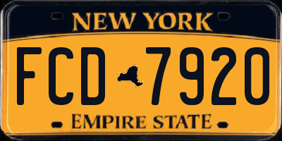 NY license plate FCD7920