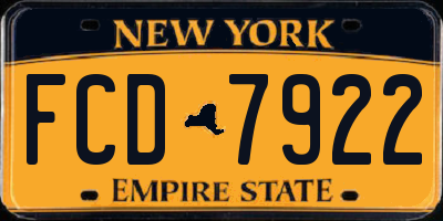 NY license plate FCD7922