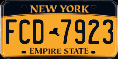 NY license plate FCD7923