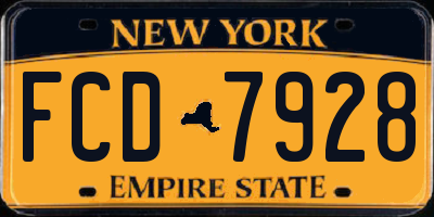 NY license plate FCD7928
