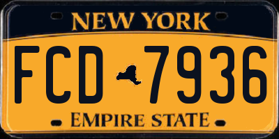 NY license plate FCD7936