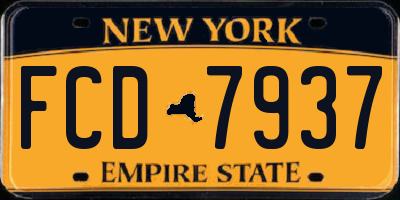 NY license plate FCD7937