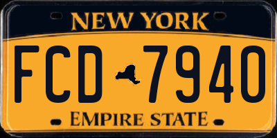 NY license plate FCD7940