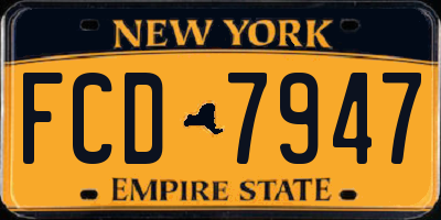 NY license plate FCD7947