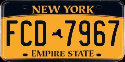 NY license plate FCD7967