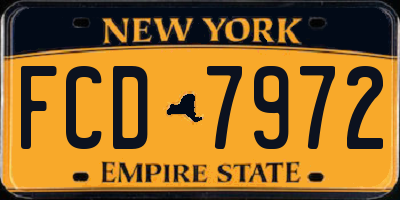 NY license plate FCD7972