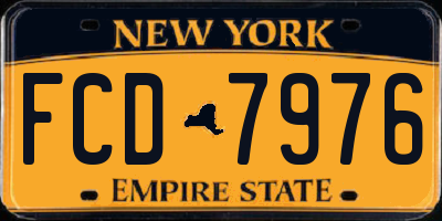 NY license plate FCD7976