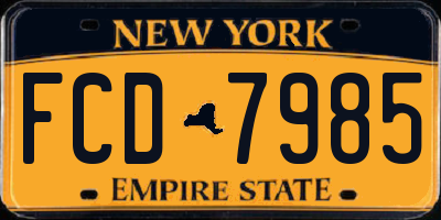 NY license plate FCD7985