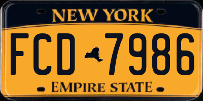 NY license plate FCD7986