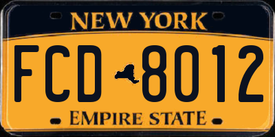 NY license plate FCD8012