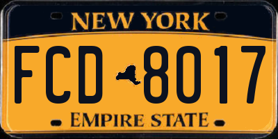 NY license plate FCD8017