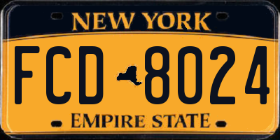 NY license plate FCD8024