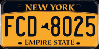 NY license plate FCD8025