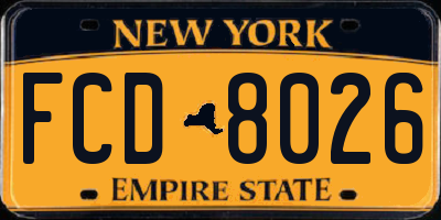 NY license plate FCD8026