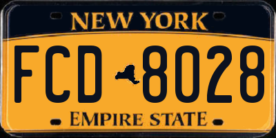 NY license plate FCD8028
