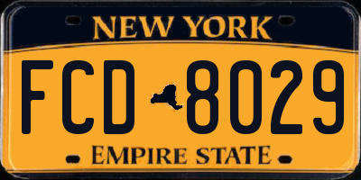 NY license plate FCD8029