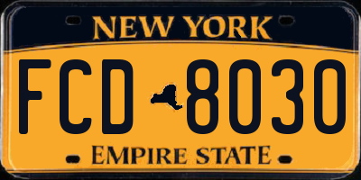 NY license plate FCD8030