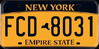 NY license plate FCD8031