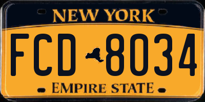 NY license plate FCD8034