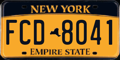 NY license plate FCD8041
