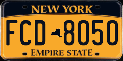 NY license plate FCD8050