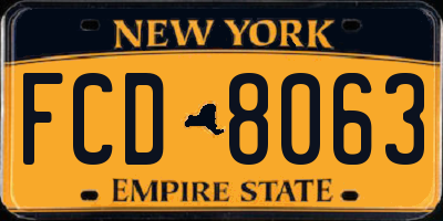 NY license plate FCD8063