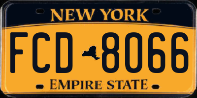 NY license plate FCD8066