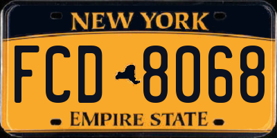 NY license plate FCD8068