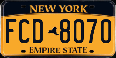 NY license plate FCD8070