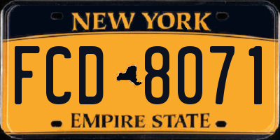 NY license plate FCD8071