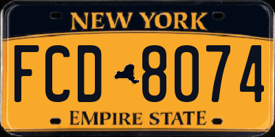 NY license plate FCD8074