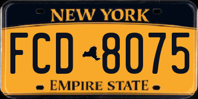 NY license plate FCD8075