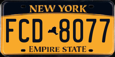 NY license plate FCD8077