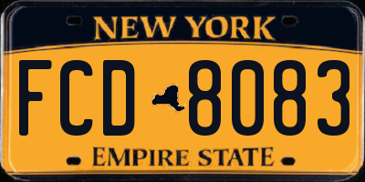 NY license plate FCD8083
