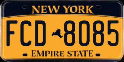 NY license plate FCD8085