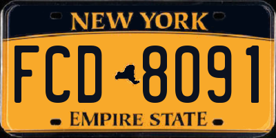 NY license plate FCD8091