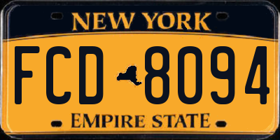NY license plate FCD8094