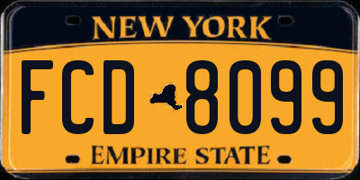 NY license plate FCD8099