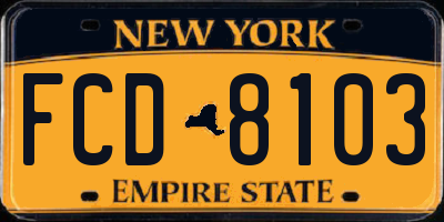 NY license plate FCD8103