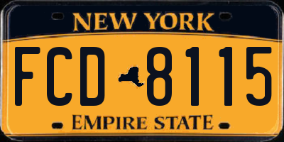 NY license plate FCD8115