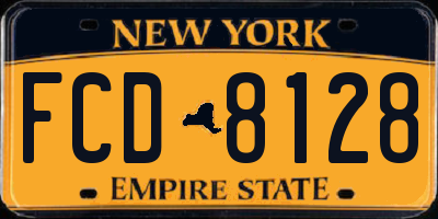 NY license plate FCD8128