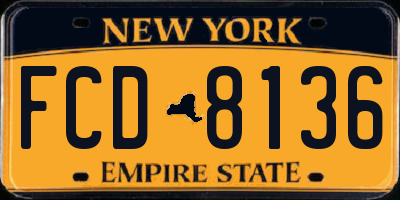NY license plate FCD8136